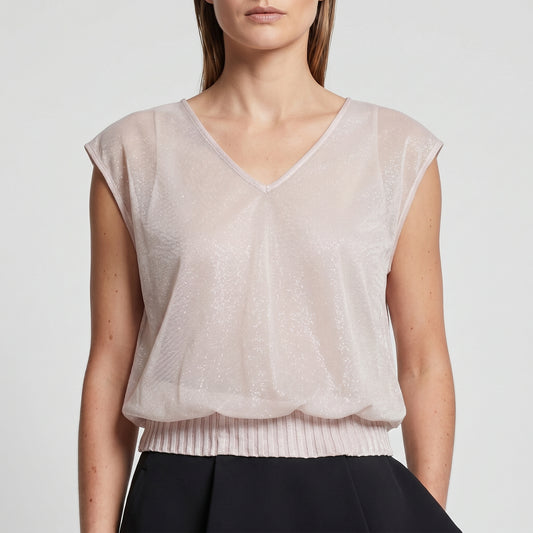 Pink Shimmer Sleeveless Blouse