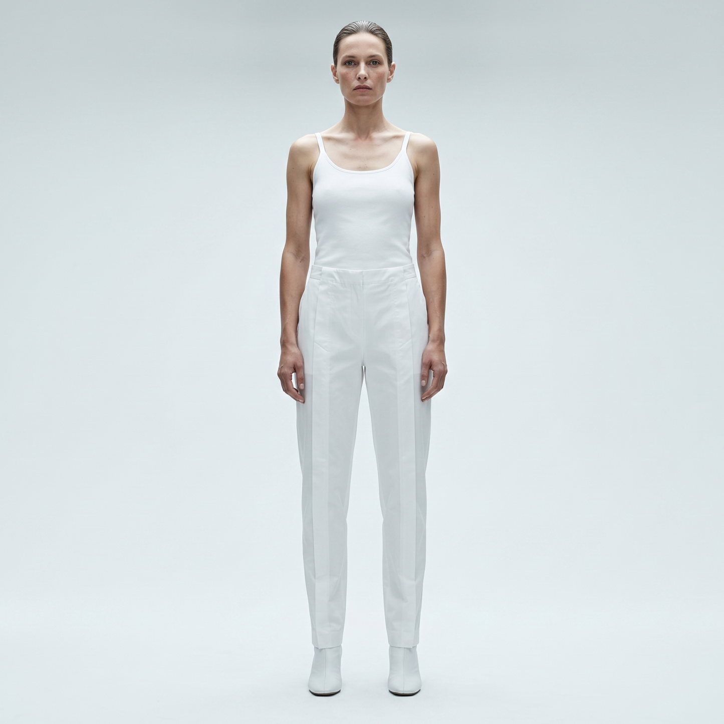 Tailored White Pleated Trousers