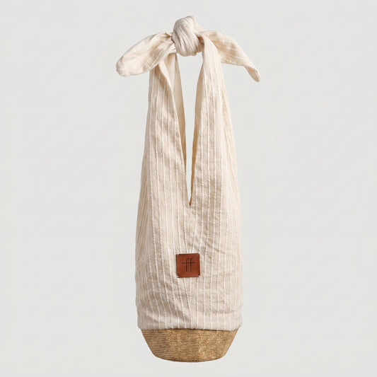 Striped Fabric Knot Tote Bag