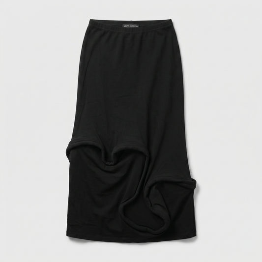 Sculptural Black Midi Skirt