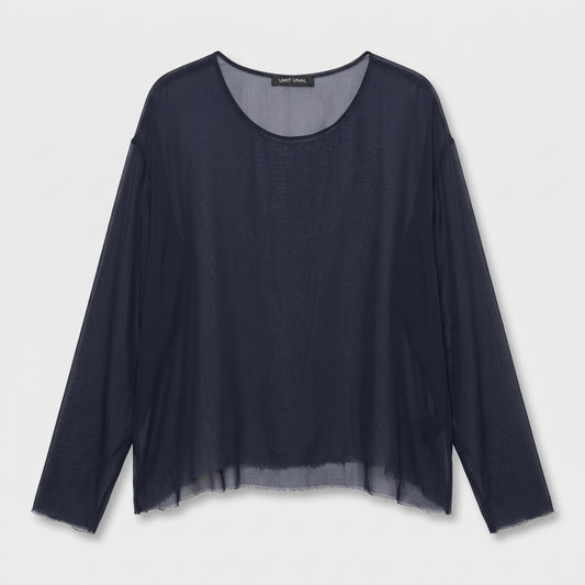 Sheer Navy Long Sleeve Top