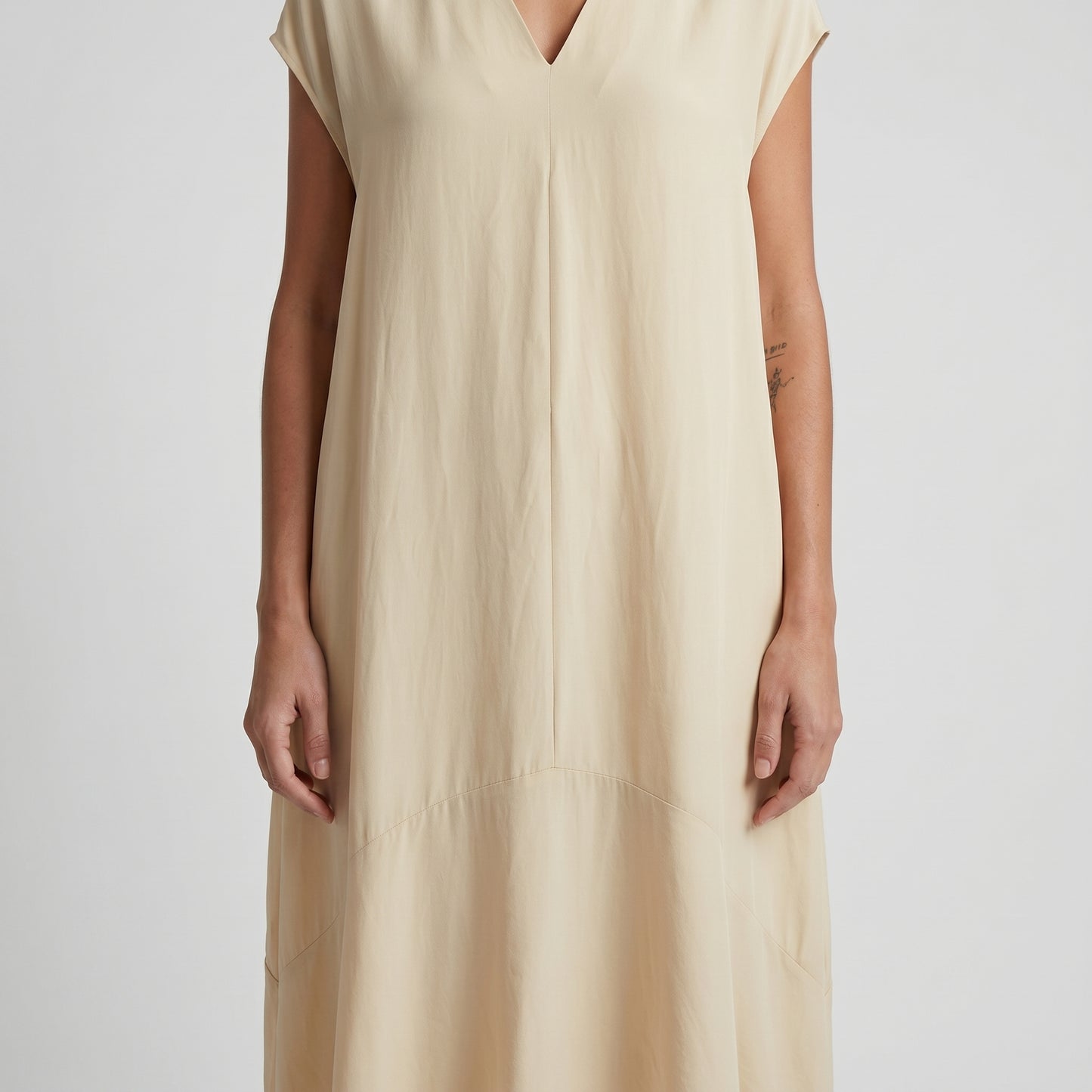 Asymmetric V-Neck Midi Dress