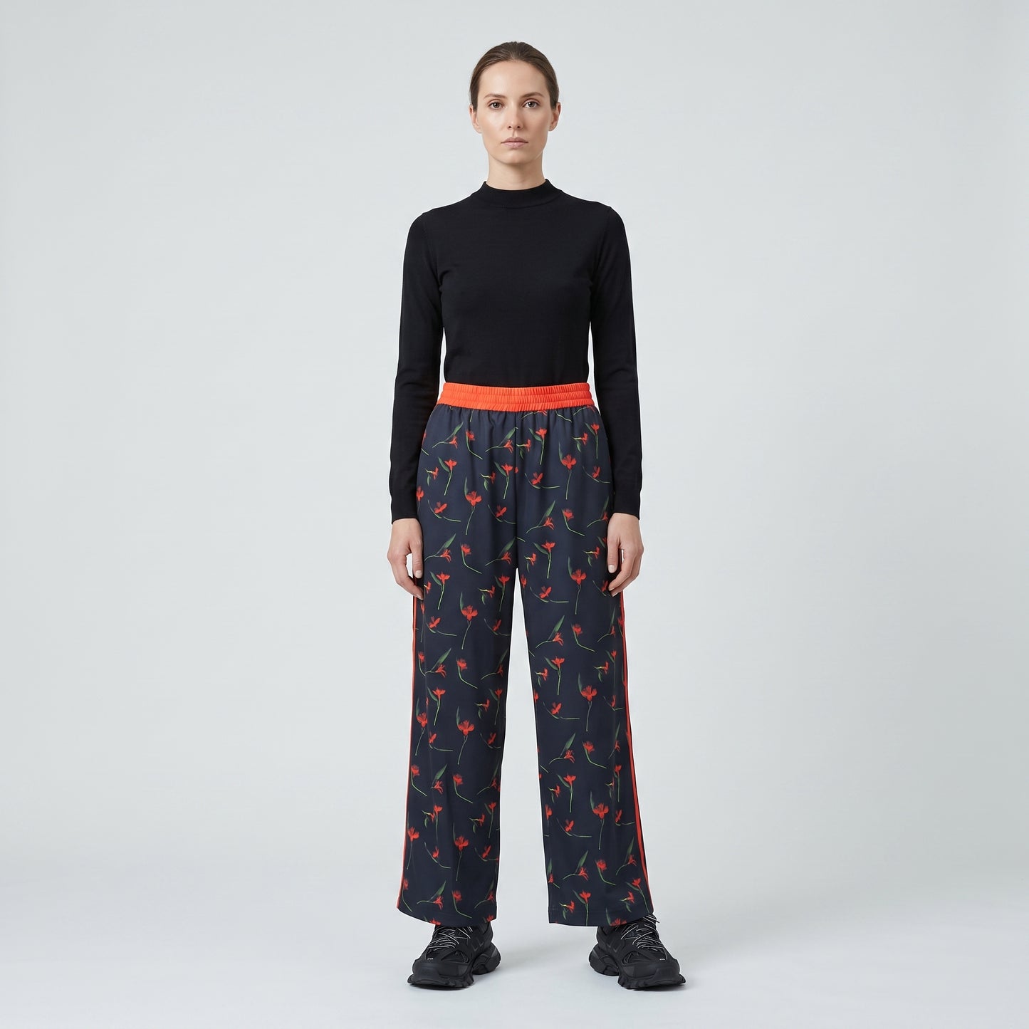 Floral Print Wide Leg Trousers