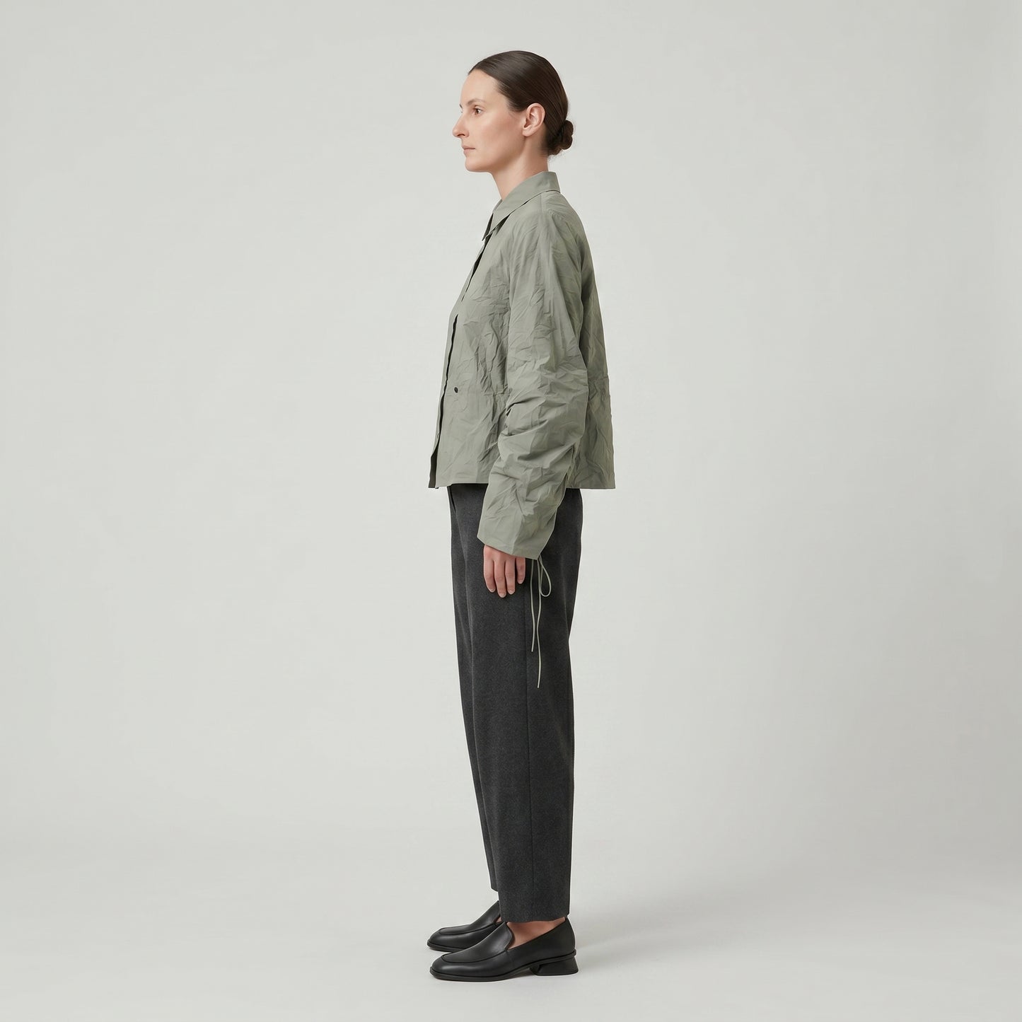 Crinkled Ruched Sleeve Shirt