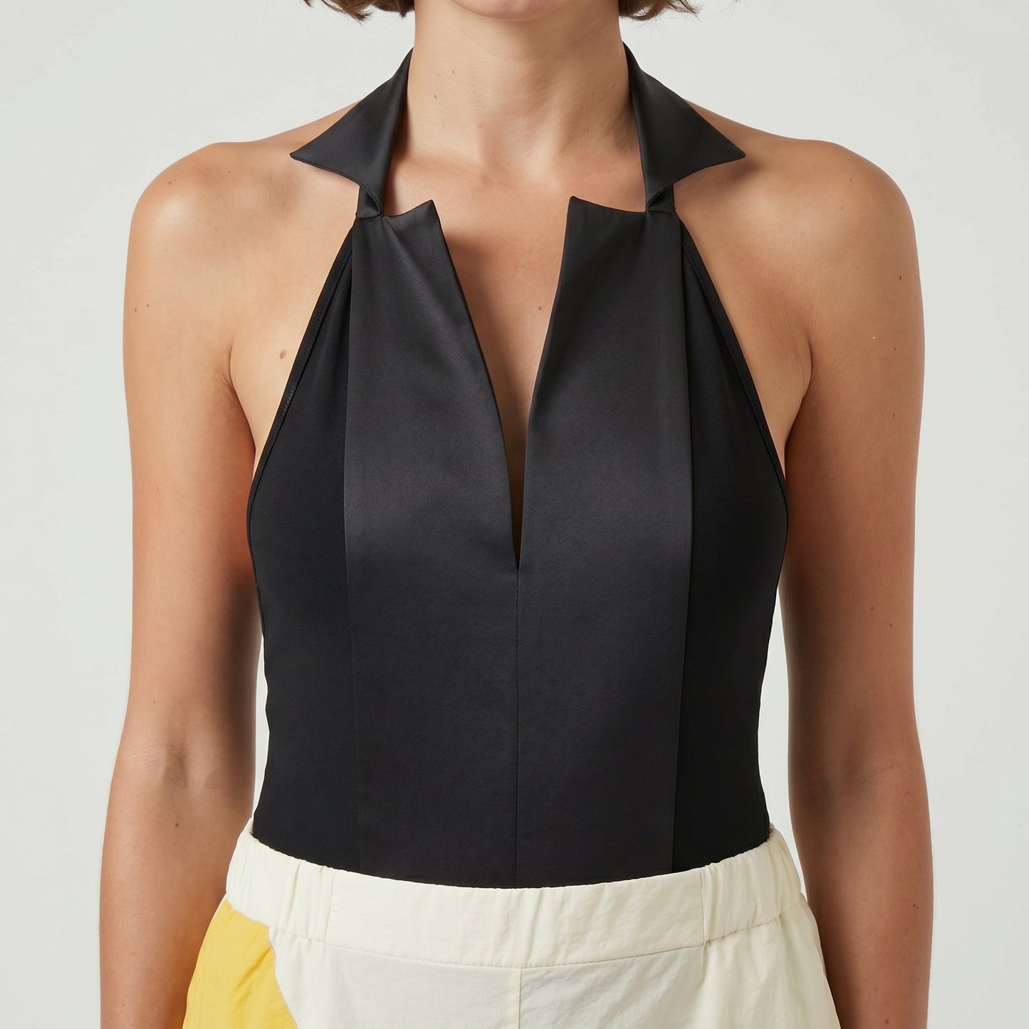 Tuxedo Halter Neck Bodysuit