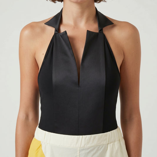 Tuxedo Halter Neck Bodysuit