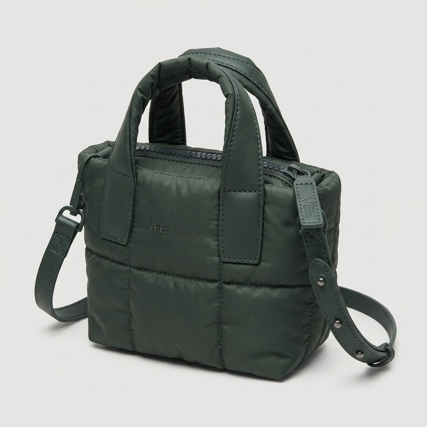 Quilted Forest Green Mini Tote