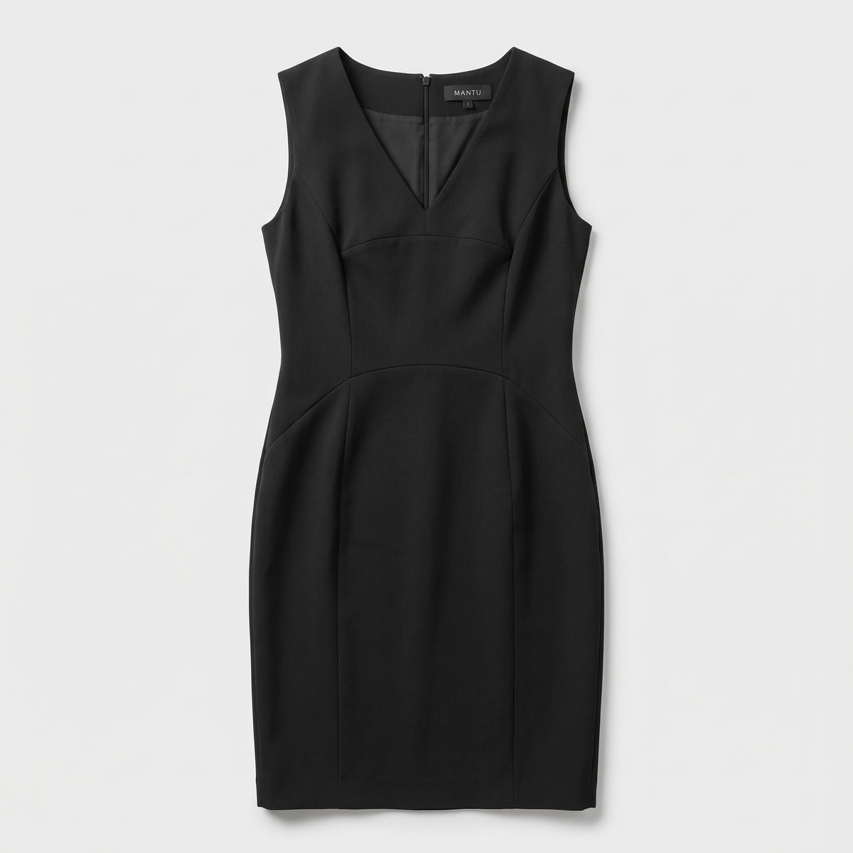 Tailored V-Neck Black Dress