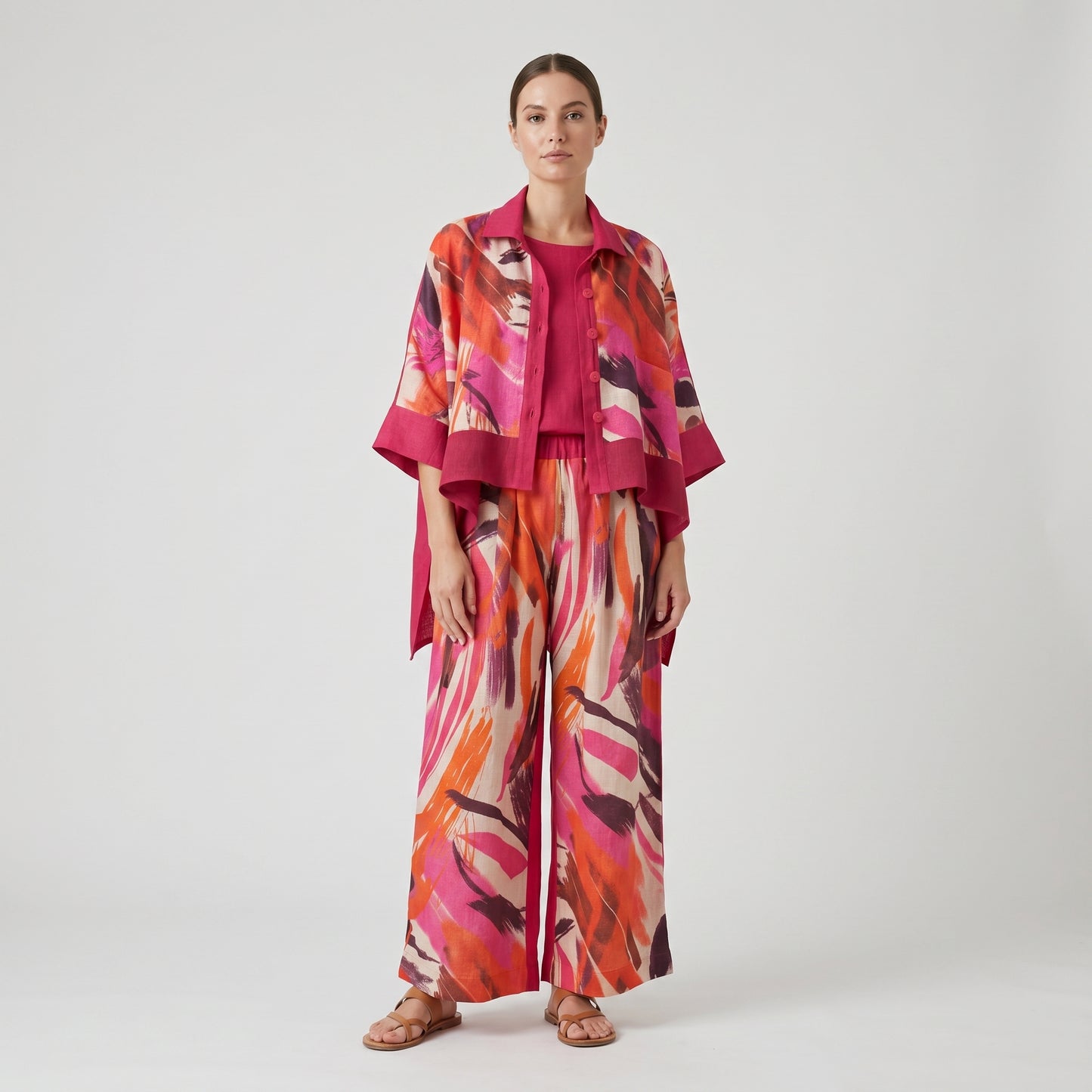 Abstract Print Wide Leg Trousers