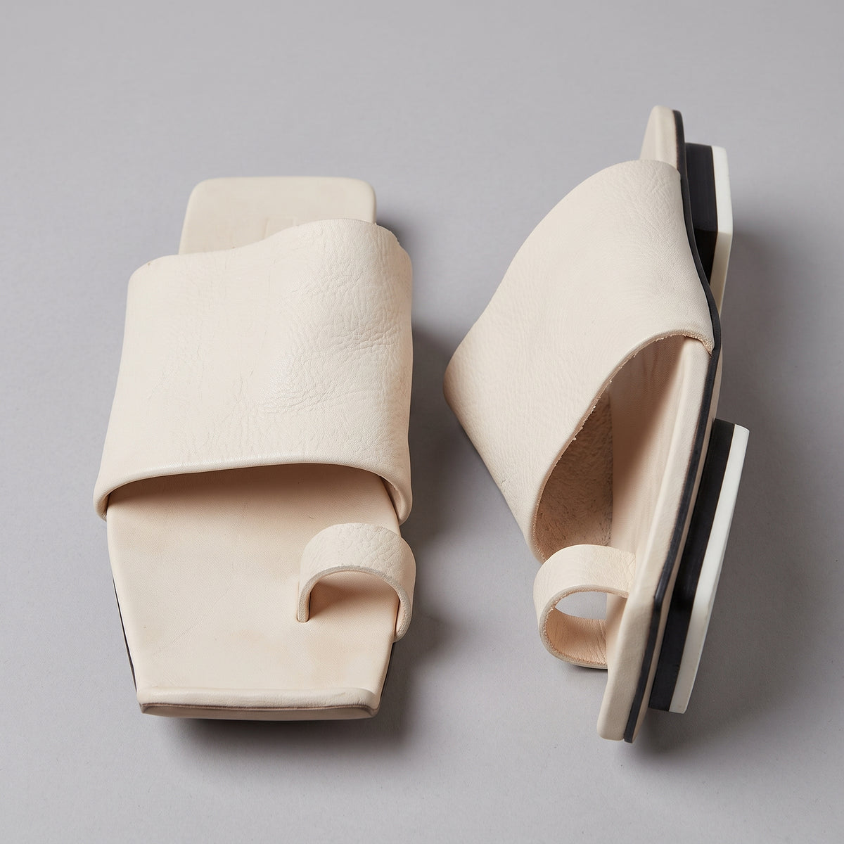 Minimalist Square Toe Leather Sandals