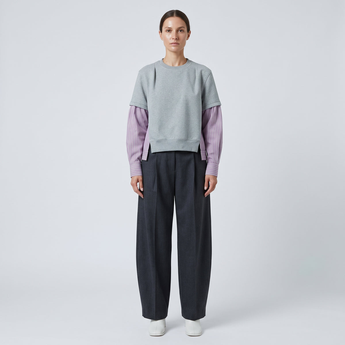 Layered Mixed Media Sweatshirt