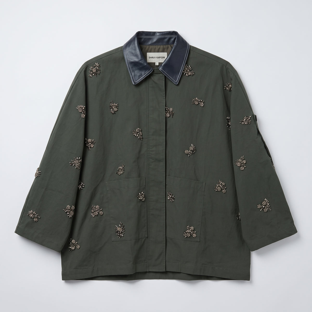 Embellished Leather Collar Jacket