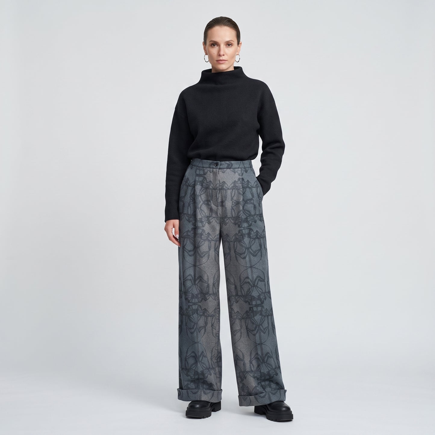 Graphic Print Tailored Trousers