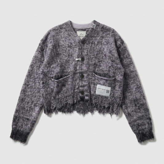 Distressed Textured Button-Down Cardigan