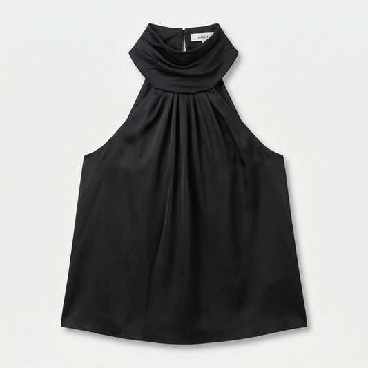 Satin High Neck Halter Top