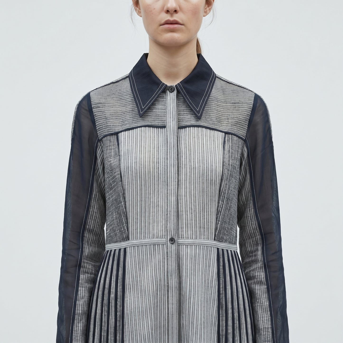 Structured Paneled Midi Shirtdress