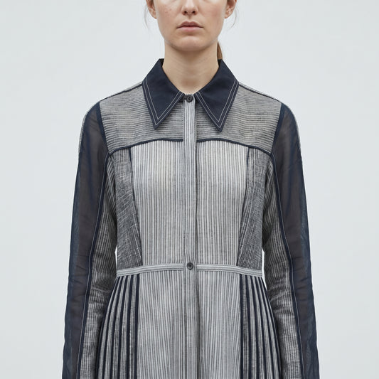Structured Paneled Midi Shirtdress