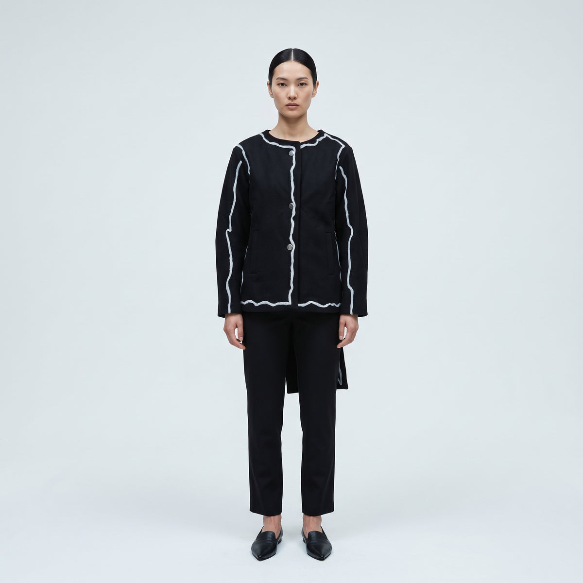 Contrasting Trim Structured Jacket