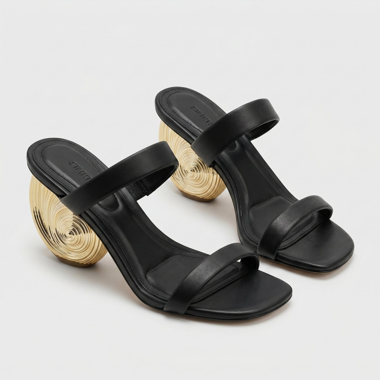 Sculptural Gold Heel Leather Sandals