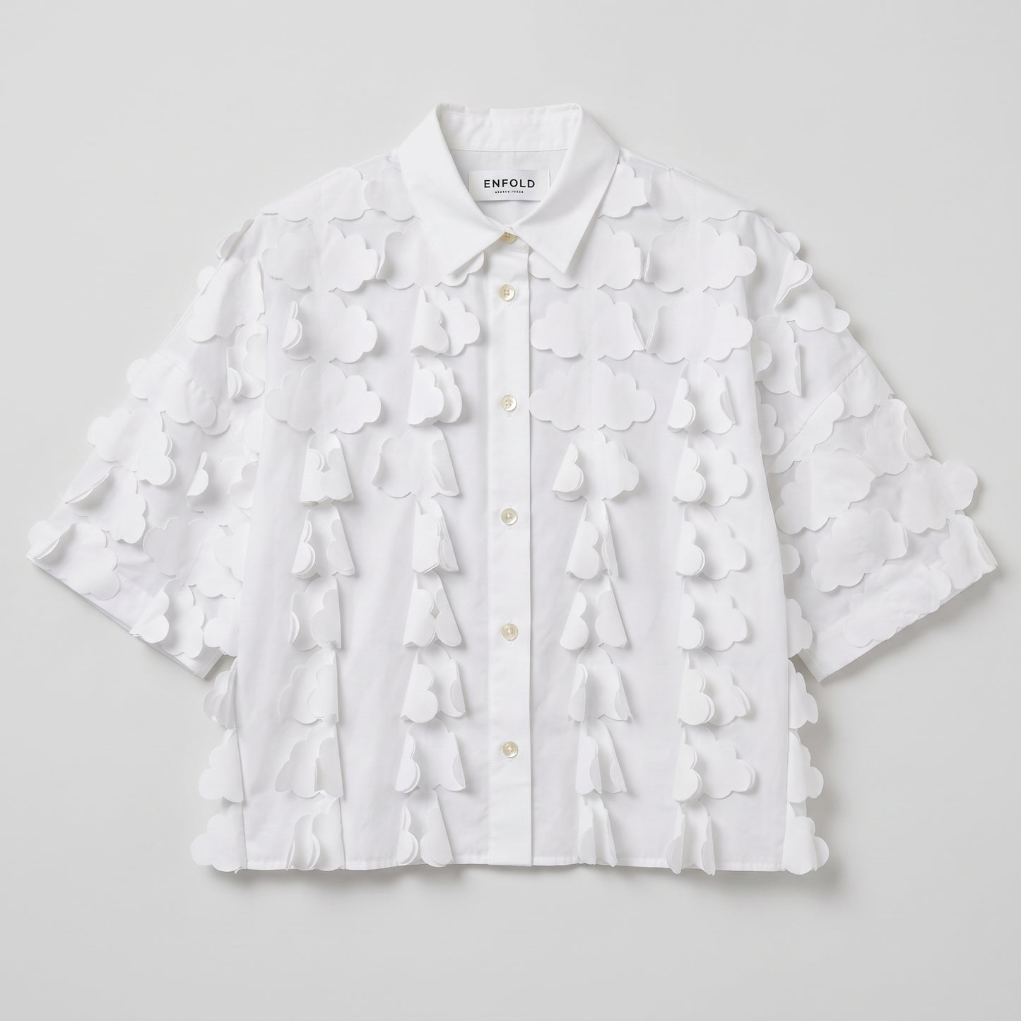 Textured White Appliqué Shirt
