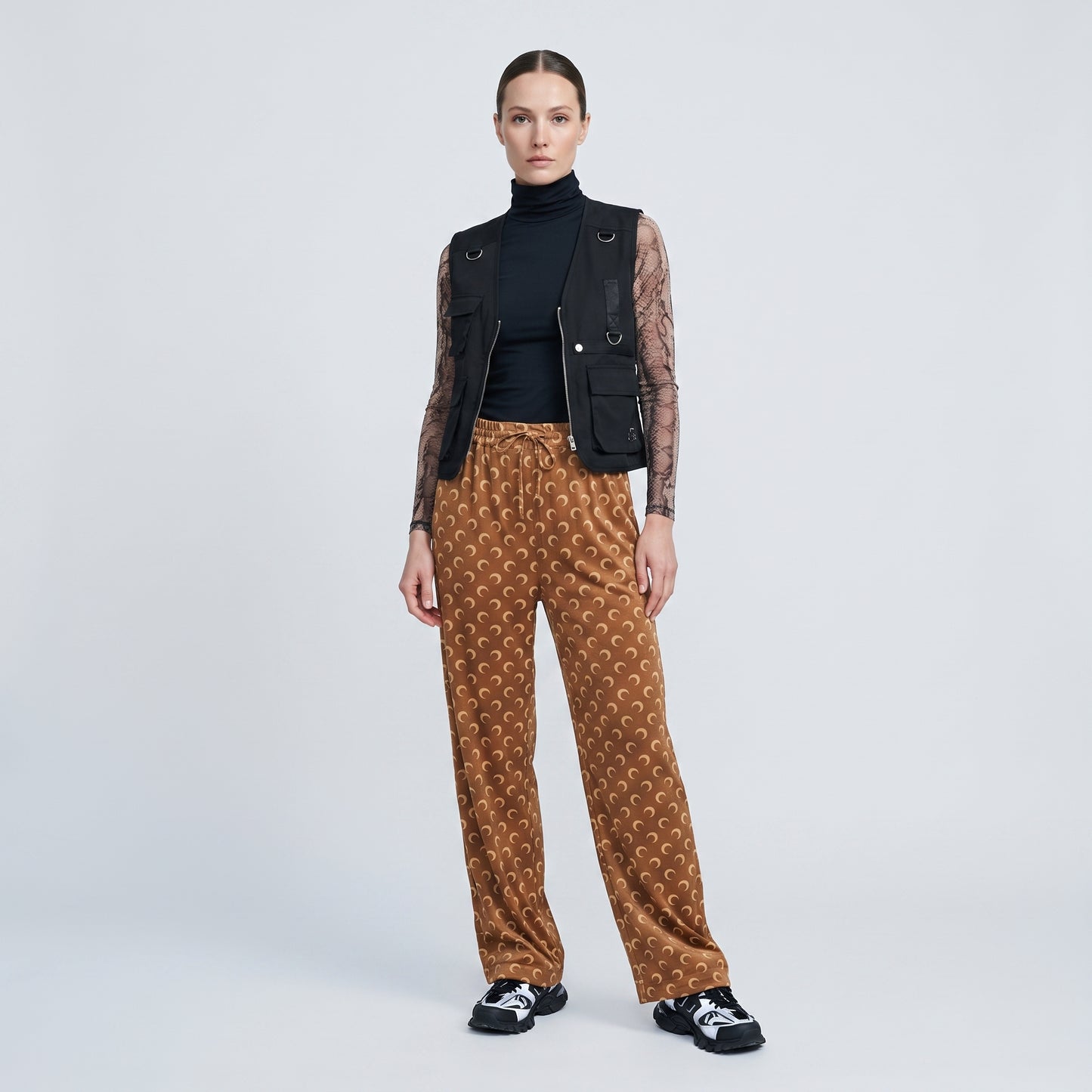 Monogram Print Drawstring Trousers