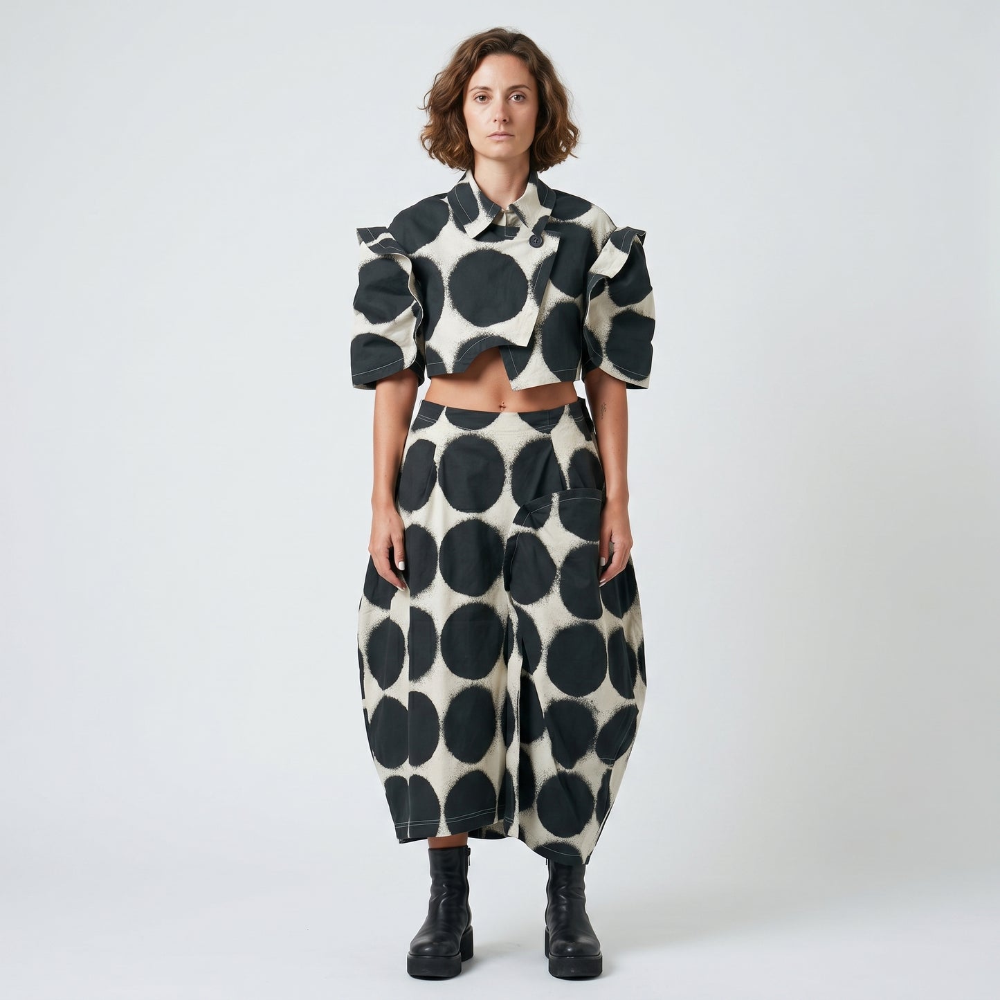 Abstract Polka Dot Cropped Jacket