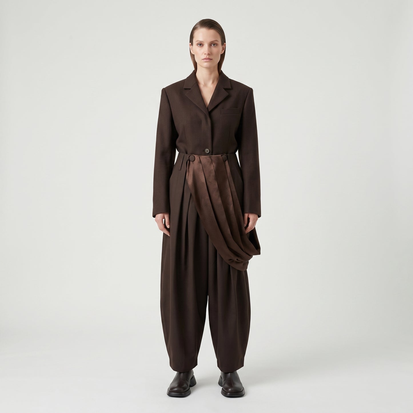 Draped Satin Accent Trousers