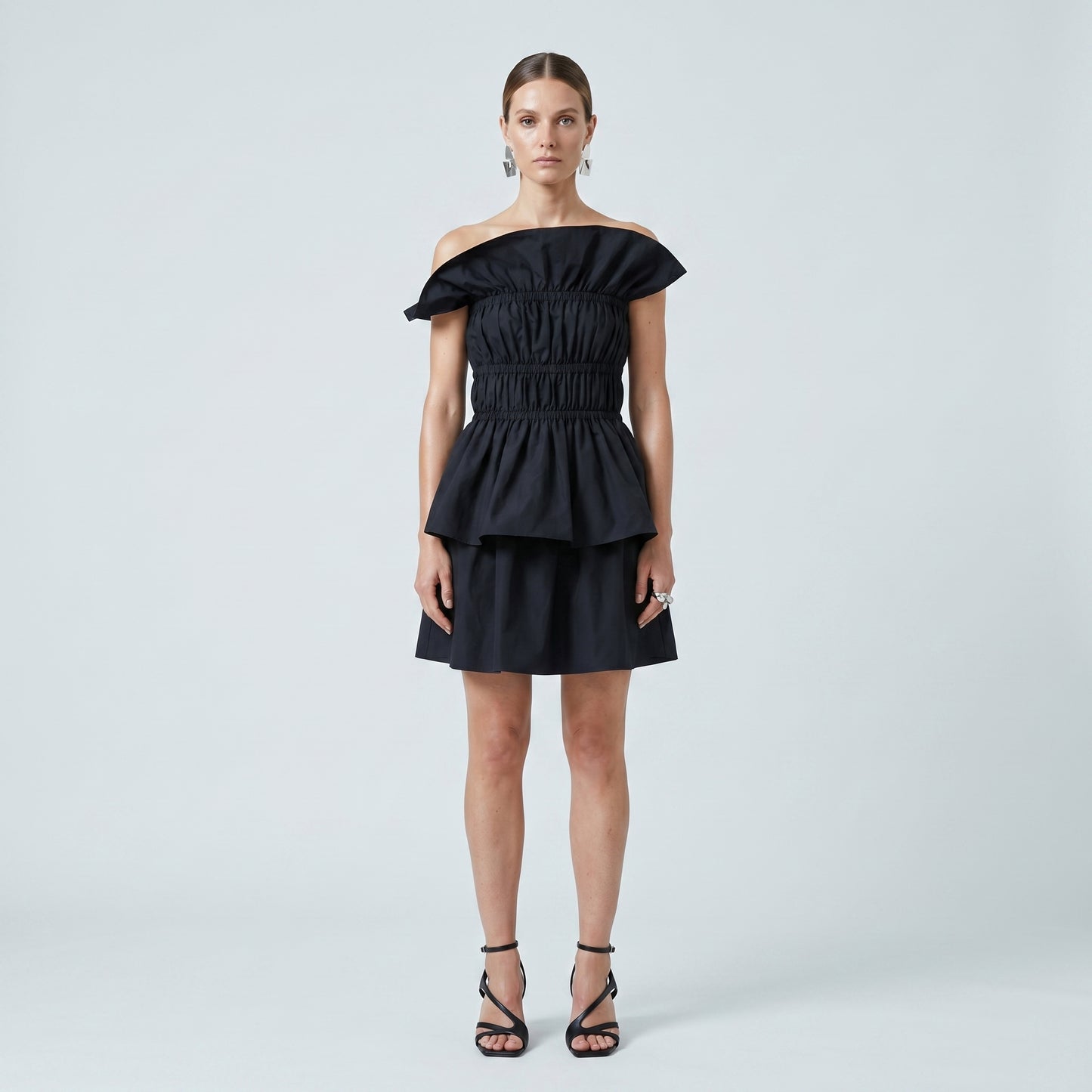 Strapless Tiered Ruffled Mini Dress