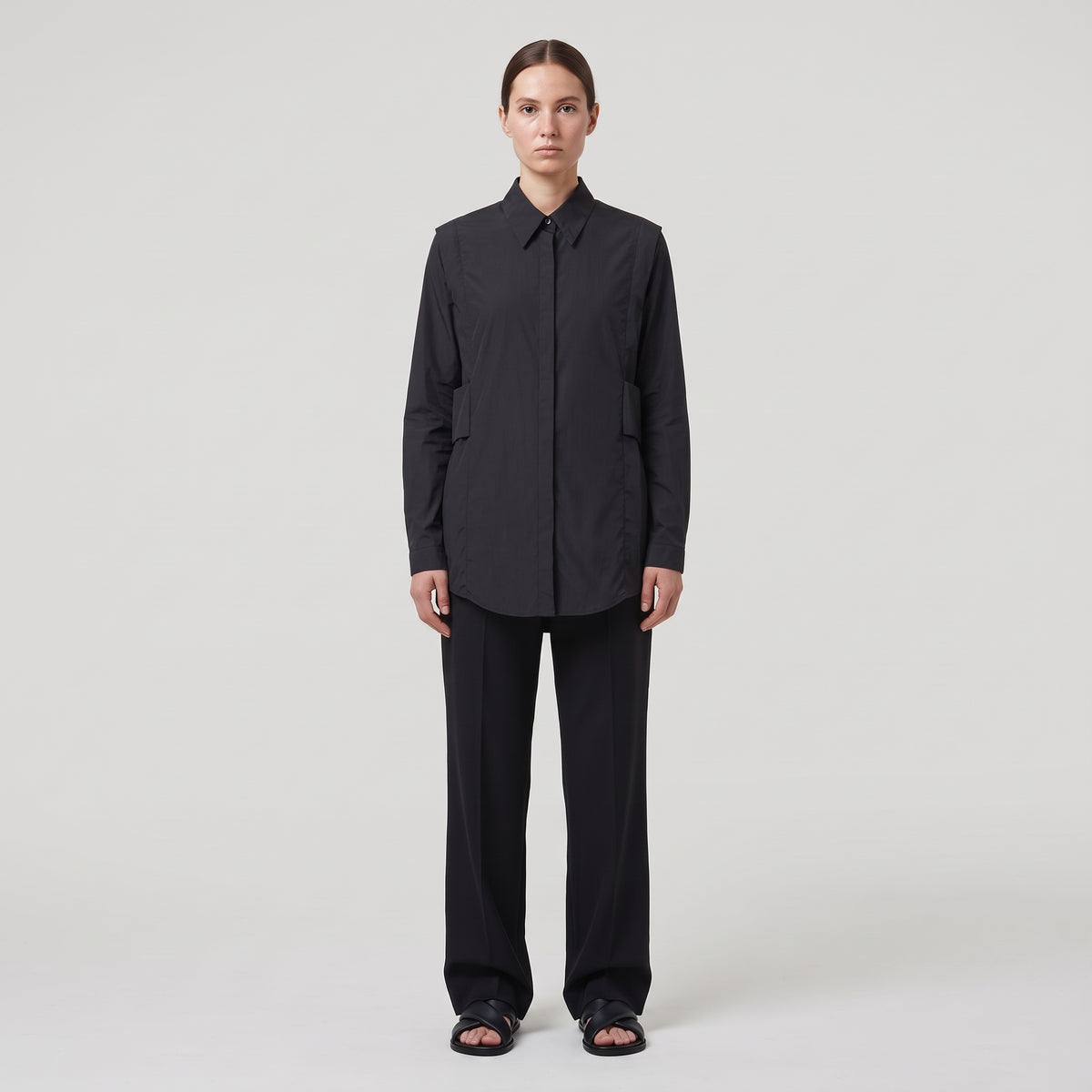 Structured Black Cotton Shirt