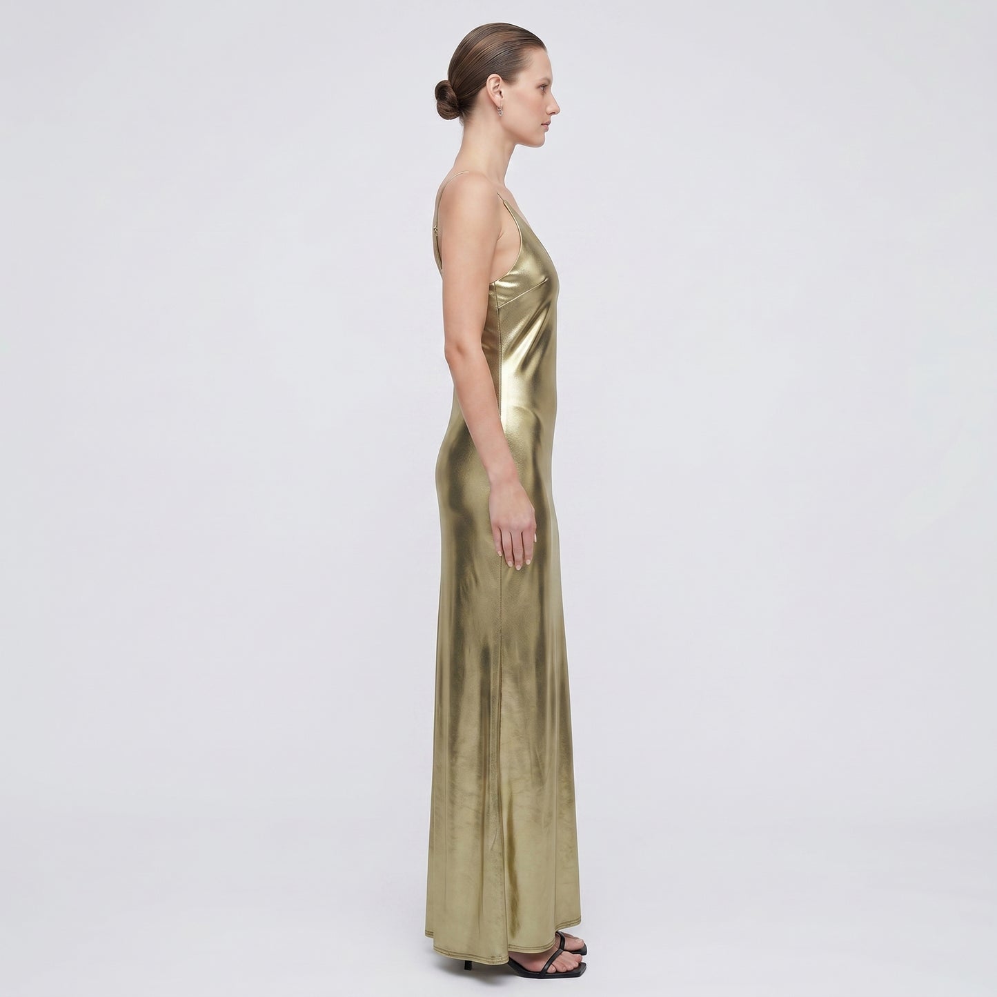 Metallic Gold Slip Maxi Dress