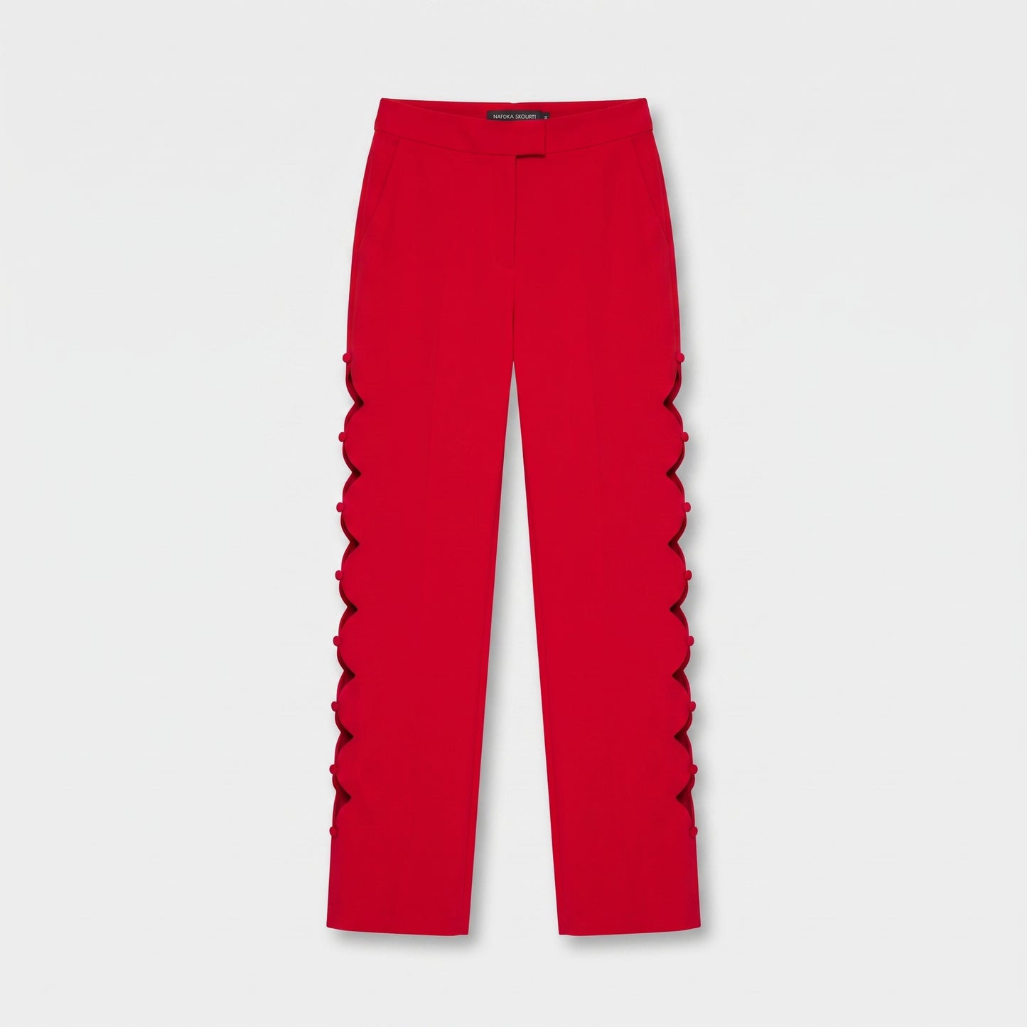 Red Scalloped Detail Trousers