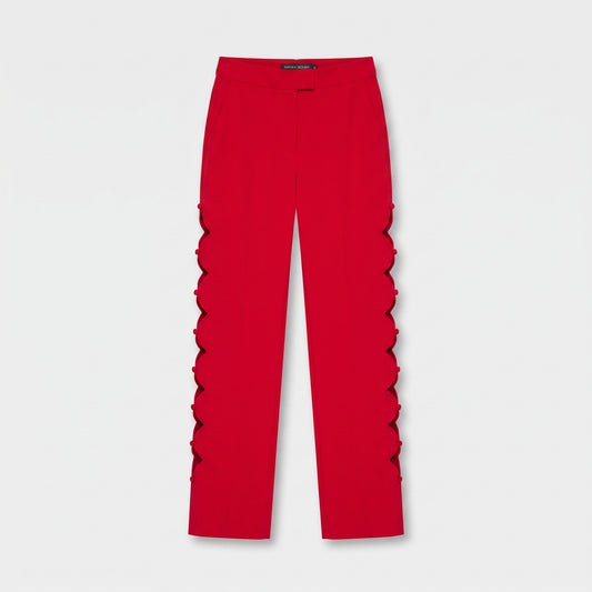 Red Scalloped Detail Trousers
