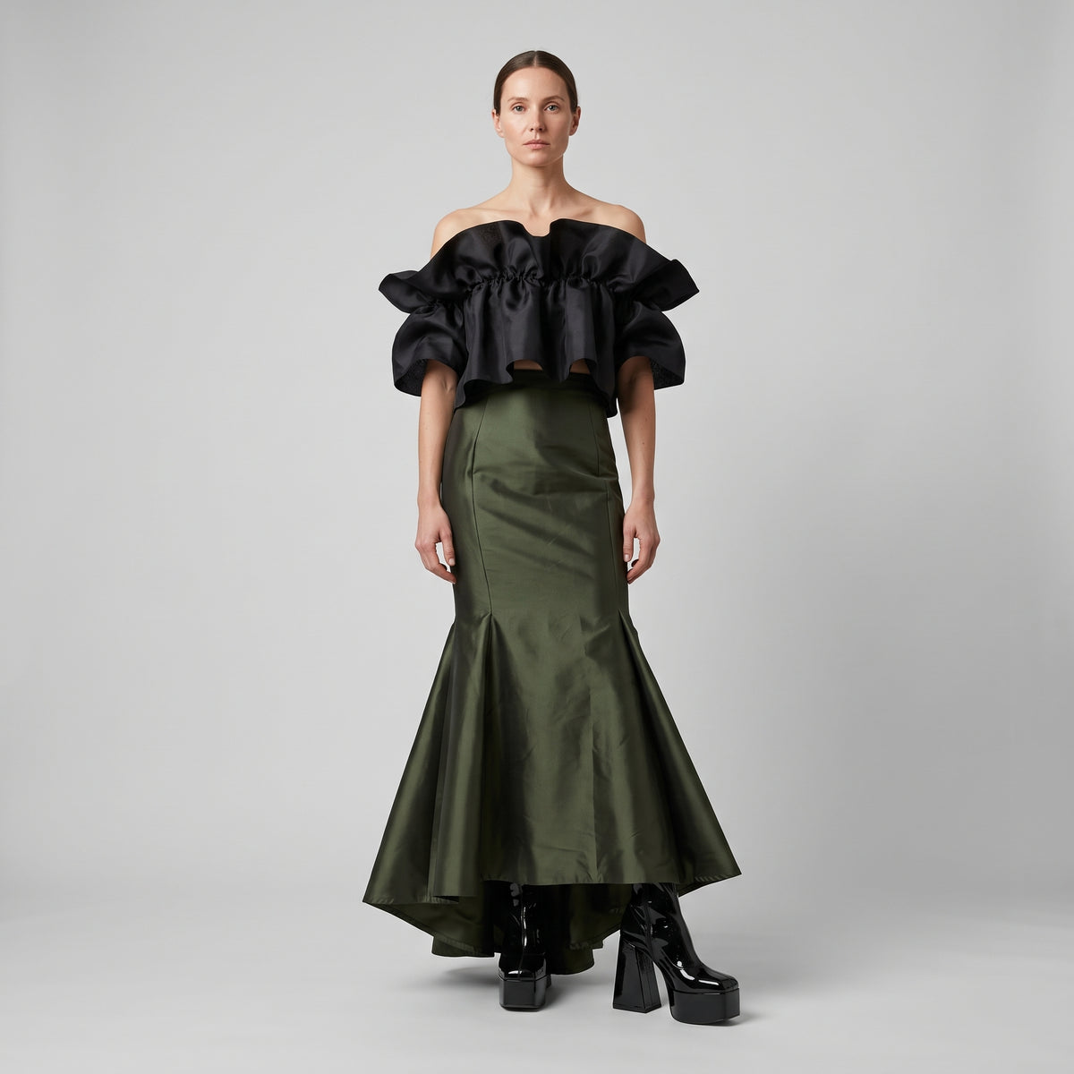Olive Mermaid Silhouette Skirt
