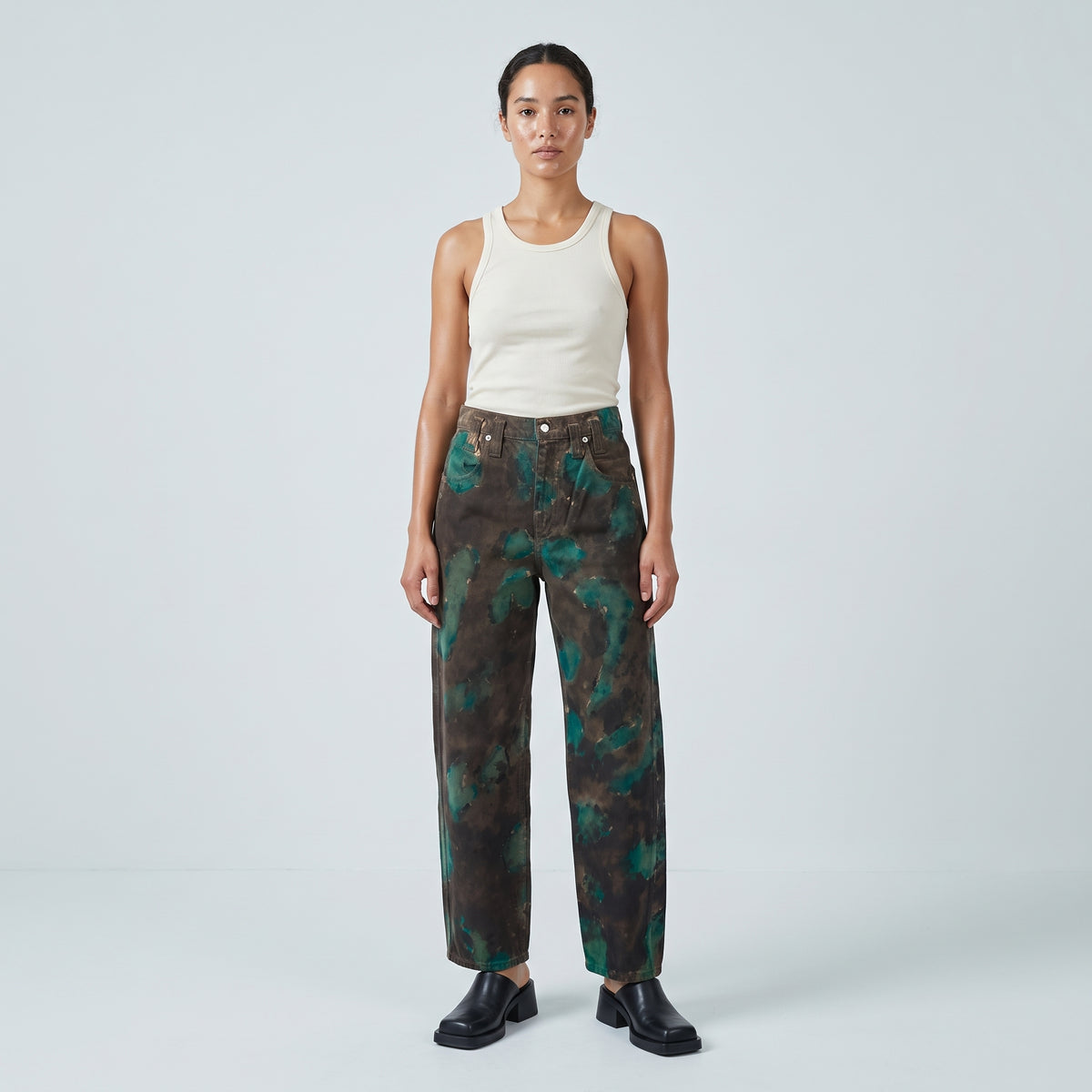 Abstract Printed Denim Trousers
