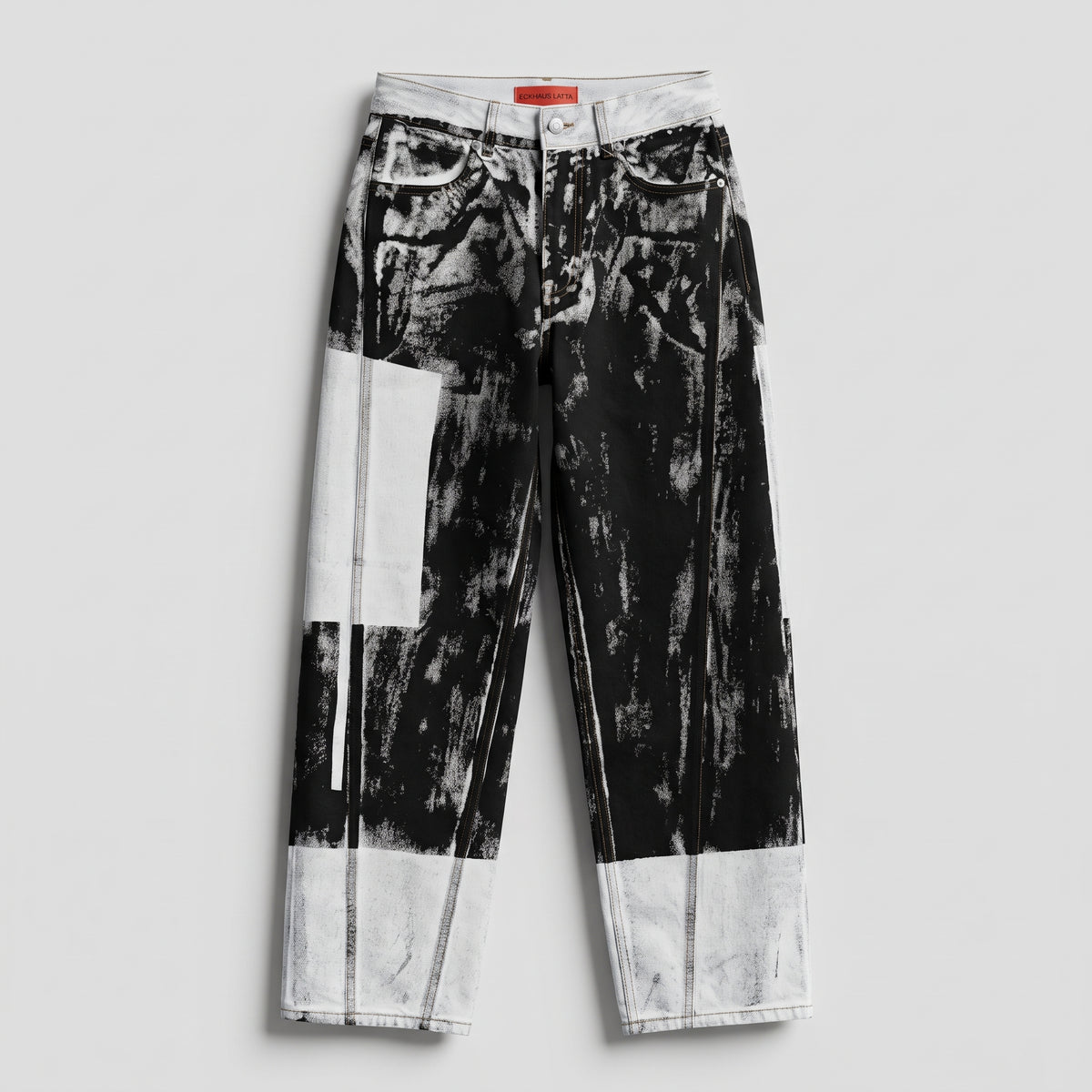 Abstract Print Wide Leg Jeans
