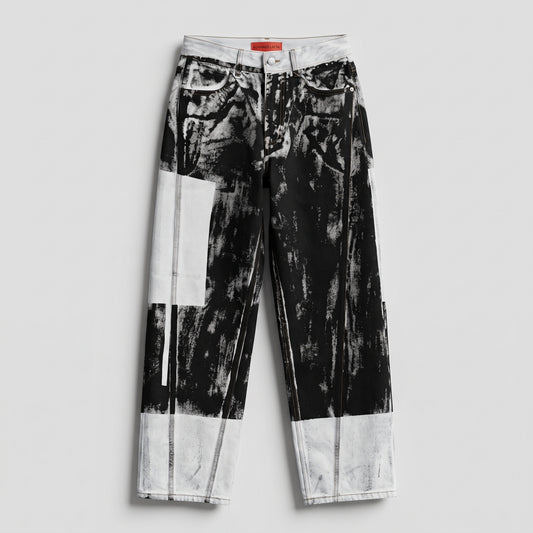 Abstract Print Wide Leg Jeans