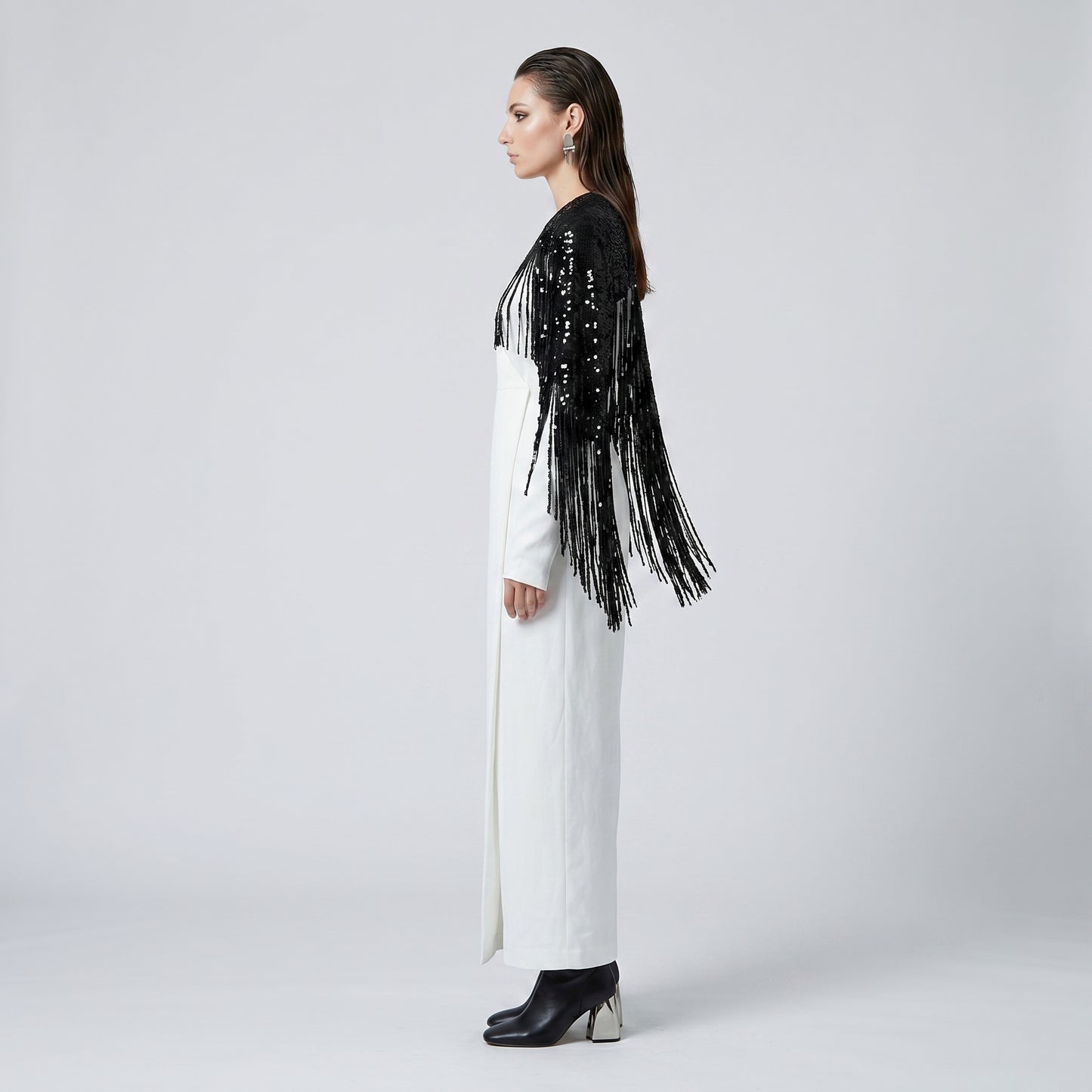 Embellished Fringe Wrap Maxi Dress