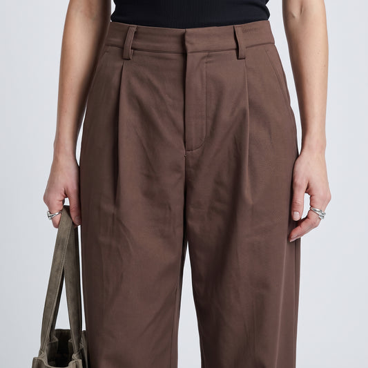 Tailored Brown Pleated Trousers