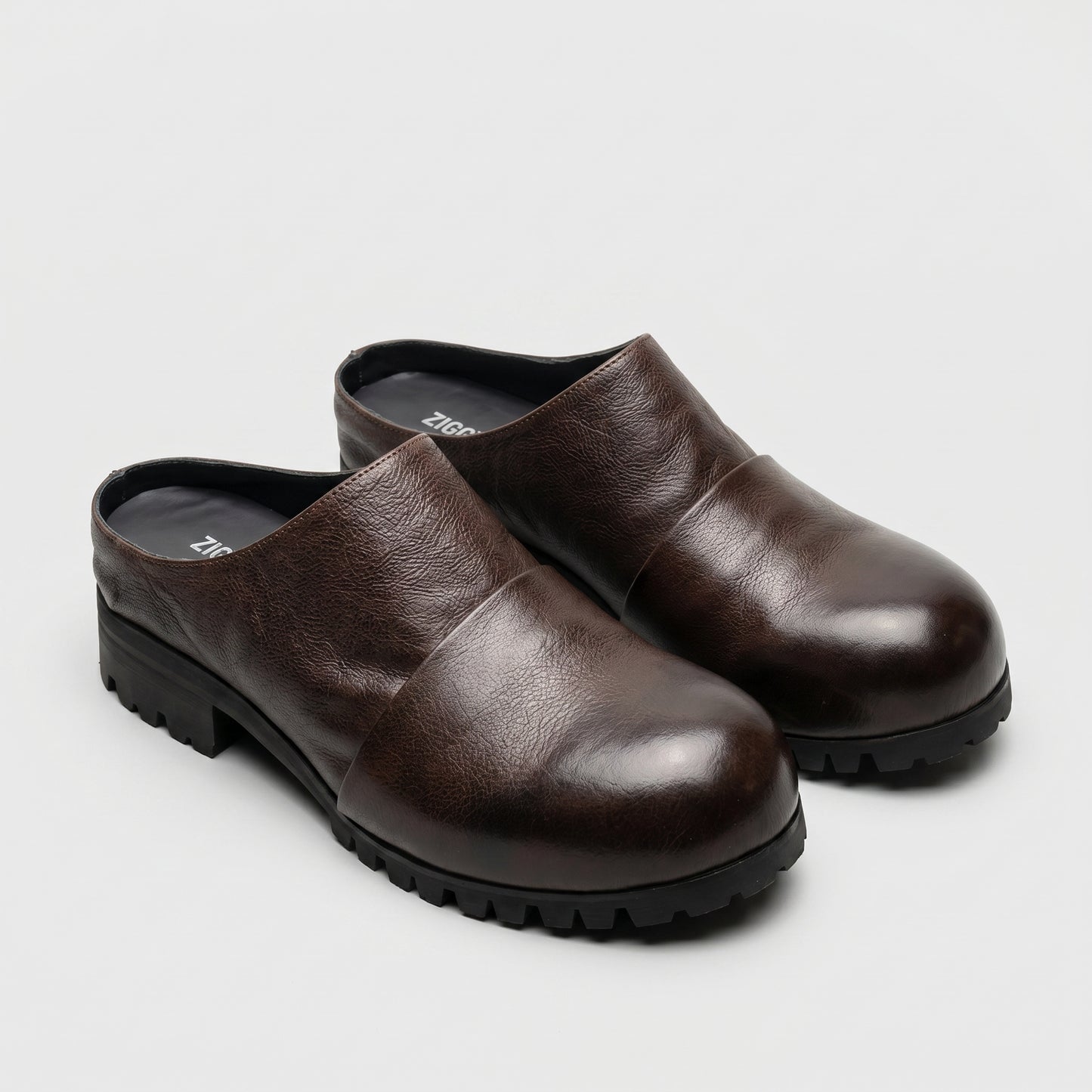 Textured Leather Slip-On Clogs