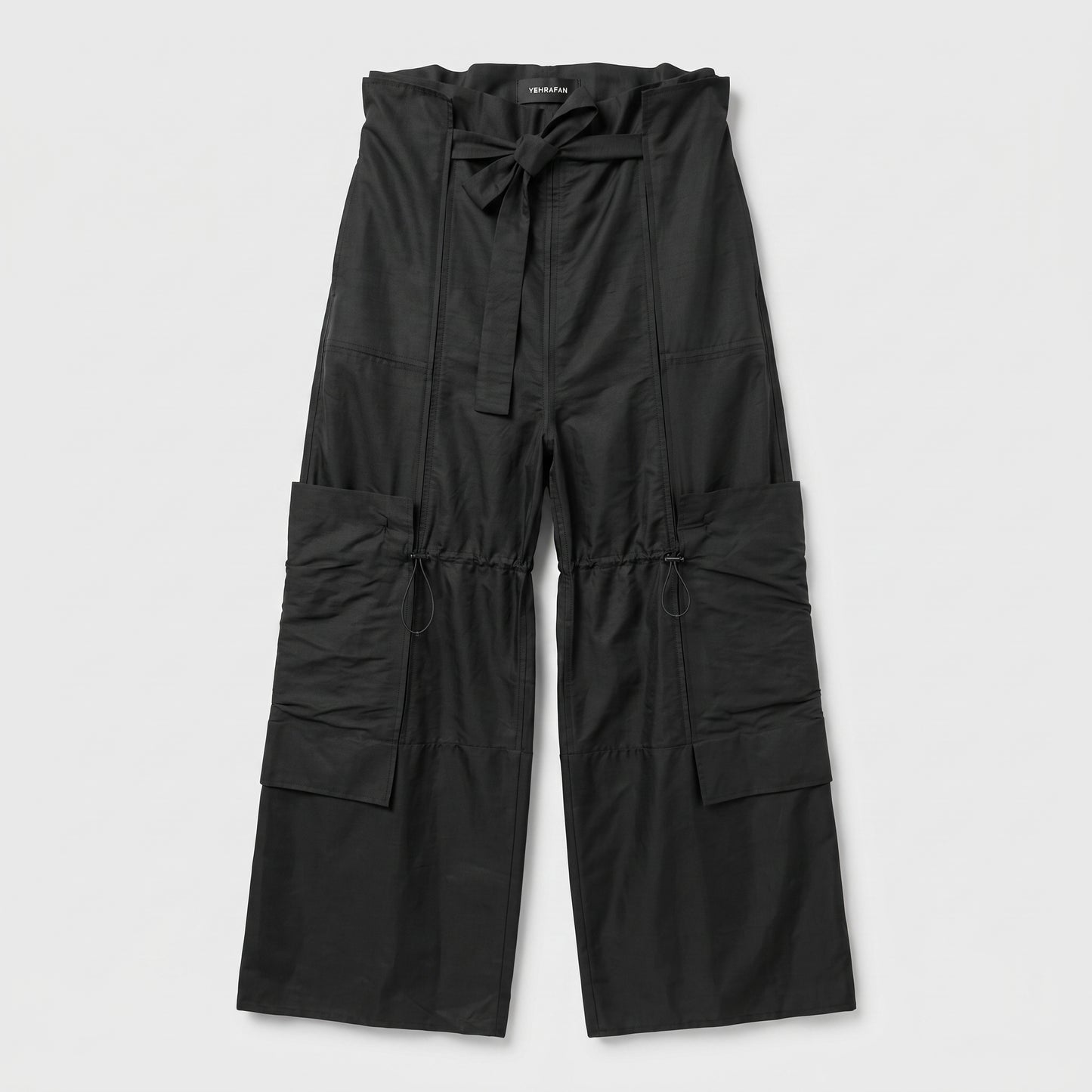 High-Waisted Tie-Front Cargo Trousers