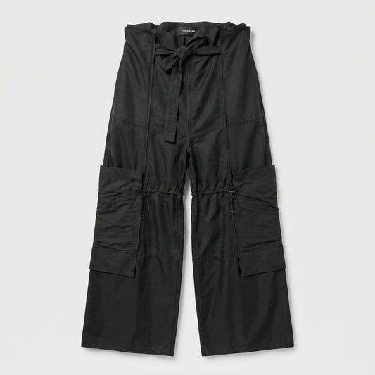 High-Waisted Tie-Front Cargo Trousers