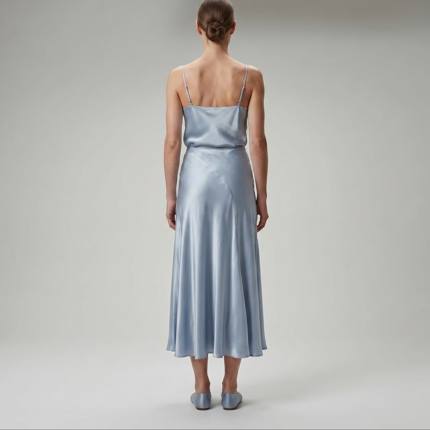 Satin Midi A-Line Skirt