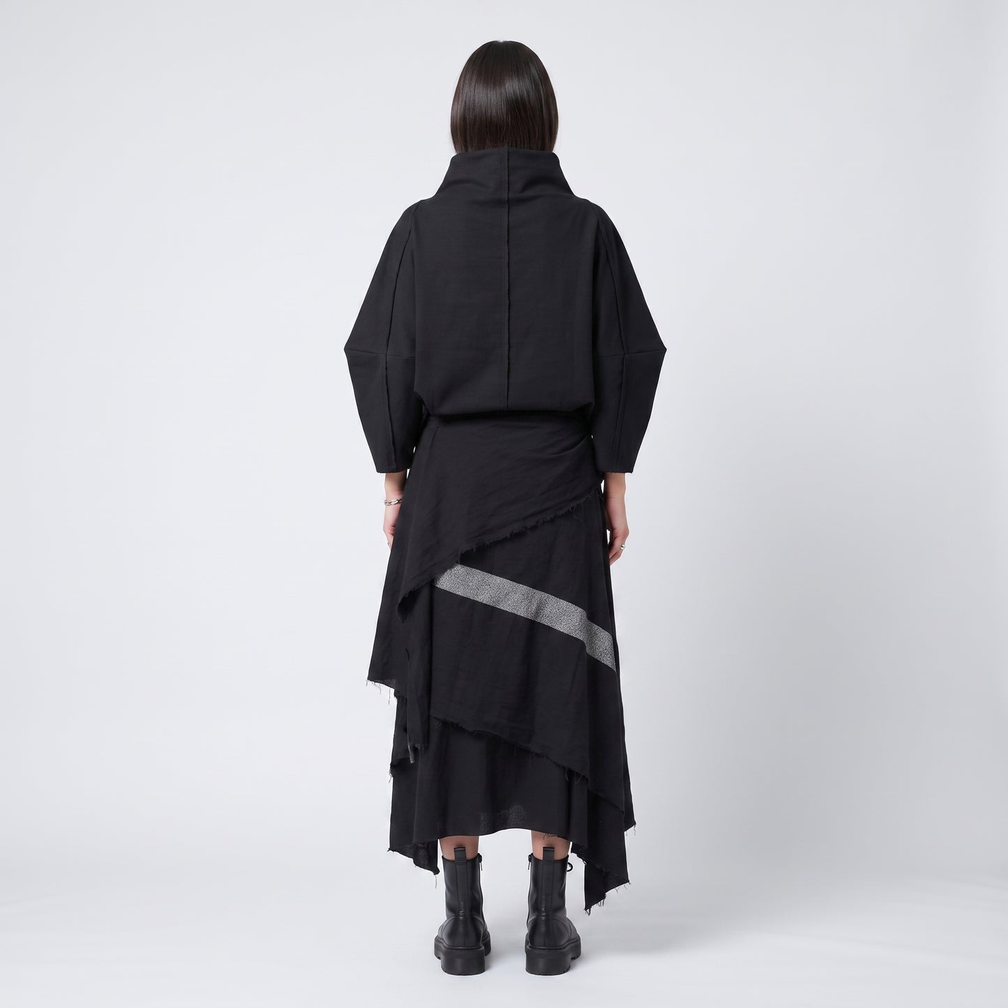Asymmetric Draped Midi Skirt