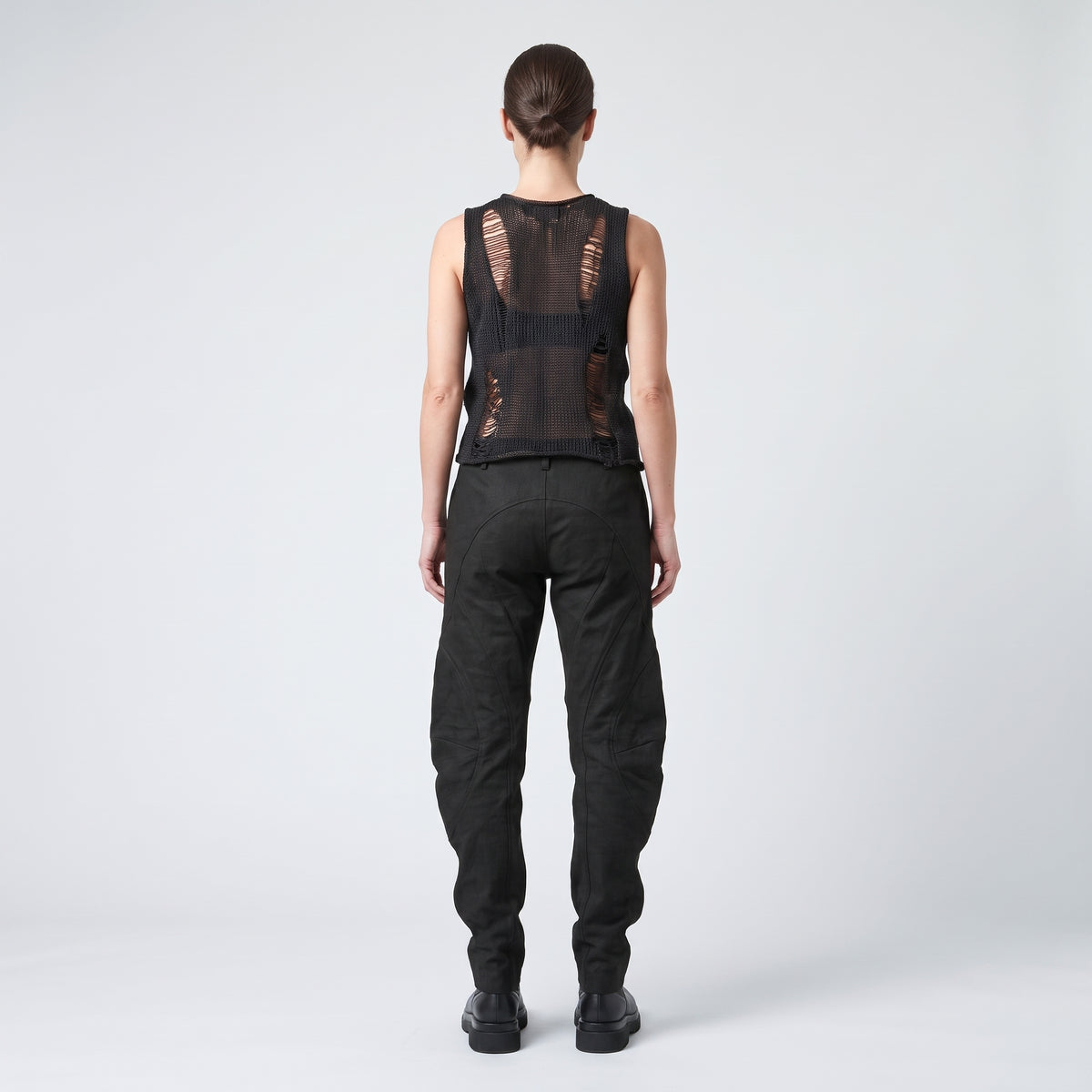 Architectural Black Curved Trousers