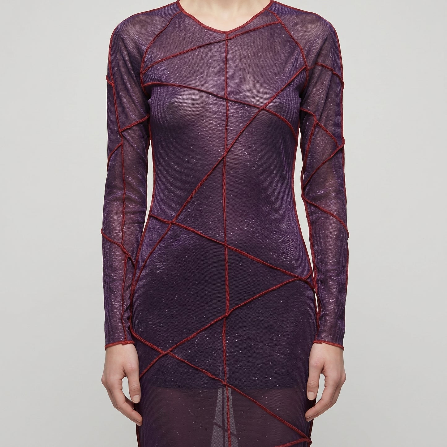 Geometric Mesh Midi Dress