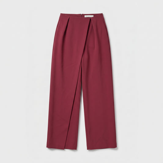 Burgundy High-Waisted Wrap Trousers