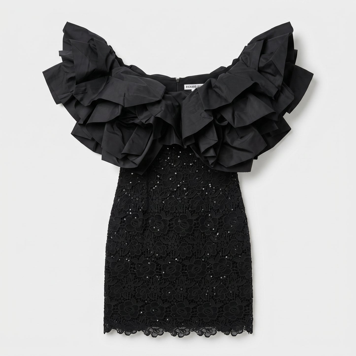 Ruffled Lace Cocktail Mini Dress