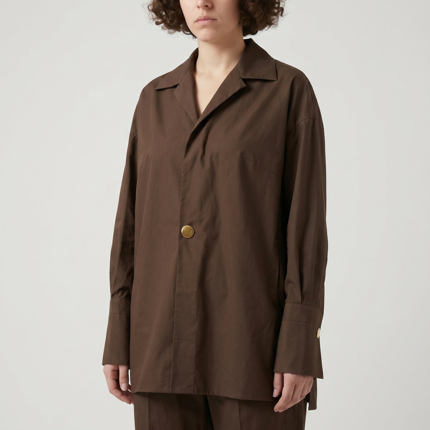 Structured Brown Button-Up Shirt