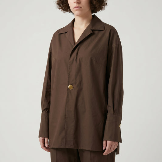 Structured Brown Button-Up Shirt