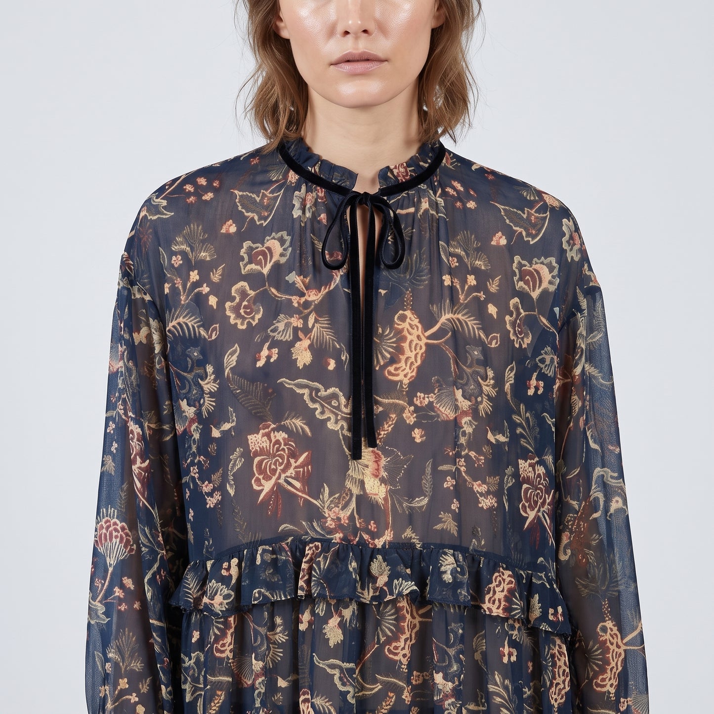 Floral Print Tiered Midi Dress